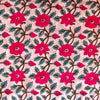Pure Cotton White With Red Flower Jaal Hand Block Print Fabric