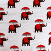 Pure Cotton White With Umbrella Elephant Screen Print Fabric
