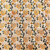 Pure Cotton White With Yellow Marigold Flowers Hand Block Print Fabric