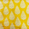Pure Cotton Yellow Screen Print With White Mughal Motifs Hand Block Print Fabric