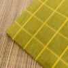 Pure Cotton Yellow With Green  Woven Lines Fabric