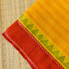 Pure Handloom Cotton Yellow With Rust And Green Border Woven Fabric