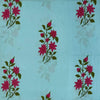 Pure Jaipuri Cotton Blue With Pink Flower Mughal Motif Hand Block Print Fabric