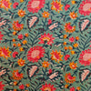 Pure Jaipuri Cotton Light Blue With Pink And Yellow Flower Jaal Hand Block Print Fabric
