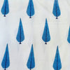 Pure Jaipuri Cotton White With Light Blue Long Leaf Plant Hand Block Print Fabric