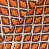 Pure Jaipuri Cotton White With Orange Rhombus Hand Block Print Fabric