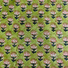 Pure Jaipuri Soft Cotton Green With Single Flower Plant Hand Block Print Fabric