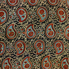 Pure Modal Cotton Ajrak Black With Blue And Red Kairi Jaal Hand Block Print Fabric