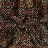 Pure Modal Silk  Ajrak Black With Blue And Maroon Intricate Tile Hand Block Print Fabric