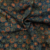 Pure Modal Silk Ajrak Blue With Maroon And Cream Tile Hand Block Print Fabric