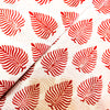 Pure Mul Cotton White With Red Leaves Hand Block Print Fabric