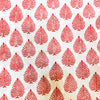Pure Mul Cotton White With Red Leaves Hand Block Print Fabric