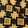 Pure Slub Cotton Black With Mustard And Cream Rangoli Screen Print Fabric