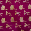 Purple Silk Brocade With Instruments Weave Handwoven Blouse Fabric ( 90 CM )