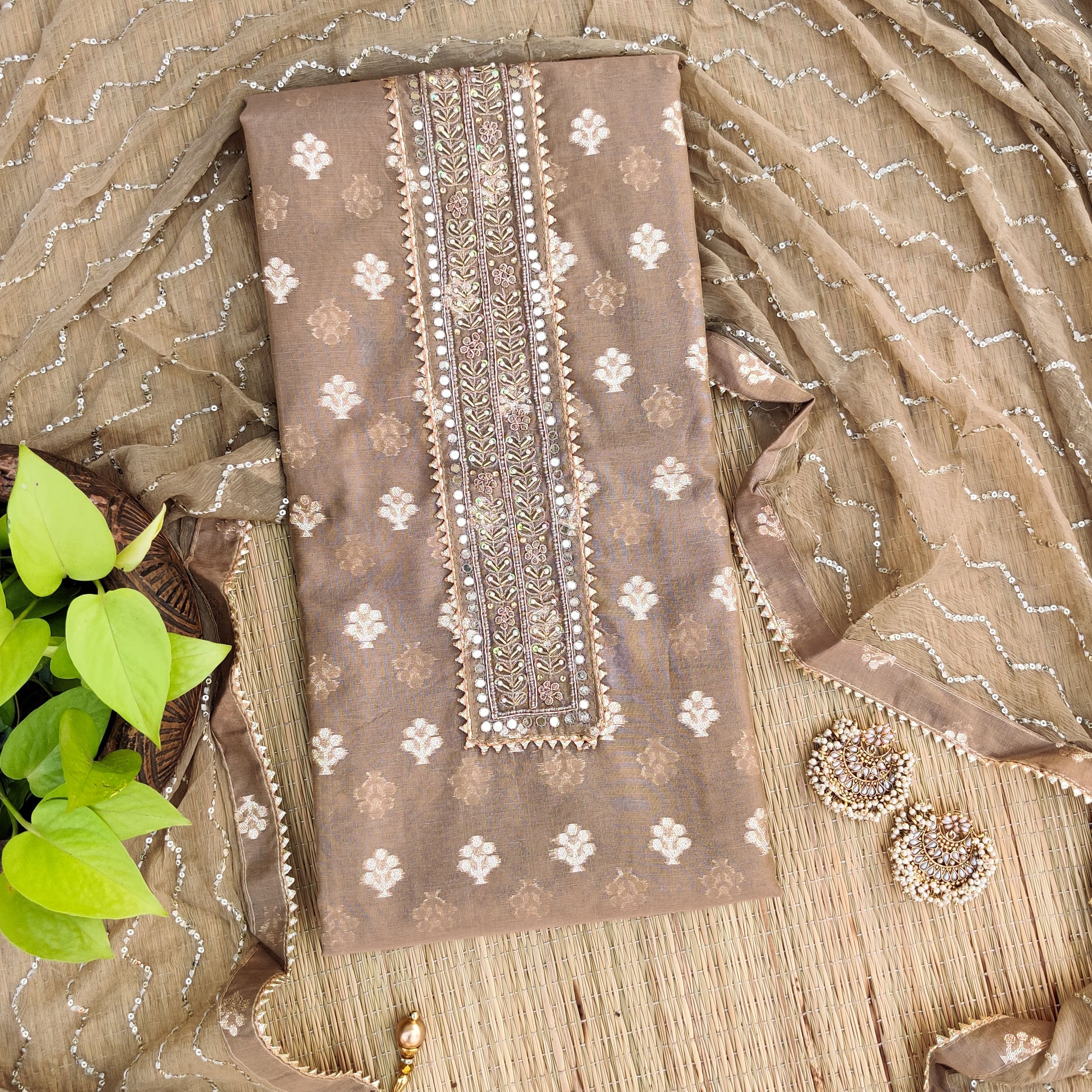 Coffee Kurta Kela Brocade  Chudidaar main image 1
