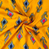 Rayon Yellow With Grey Ikkat Plant Screen Print Fabric