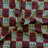 Rayon Cotton With Maroon And Cream Checks And Blue Fence Screen Print Fabric