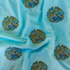 Rayon Fabric Blue Color With Floral Embroidered Motif