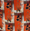 Rayon Orange Printed With Leafy Branch Motif Print Fabric