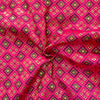 Royal Brocade Pink With Green Patola Woven blouse Fabric ( 1 meter )