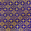Royal Blue Brocade With Gold Checks And Flower Motifs Handwoven Banarasi Fabric
