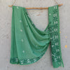 SUI DHAGA - Pure Bengal Mul Cotton Handmade Kaatha Work Saree Green