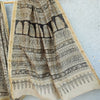 SWARA - Pure Cotton Maheshwari Off Beige With Grey And Black Floral Jaal Hand Block Print Saree