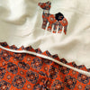 Sanskruti Rangrez Orange Ajrak With Geometry And Applique Camel Patch Dupatta