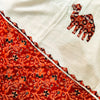Sanskruti Rangrez Reddish Orange Jaal Ajrak With Ajrak Camel Patch Applique Dupatta
