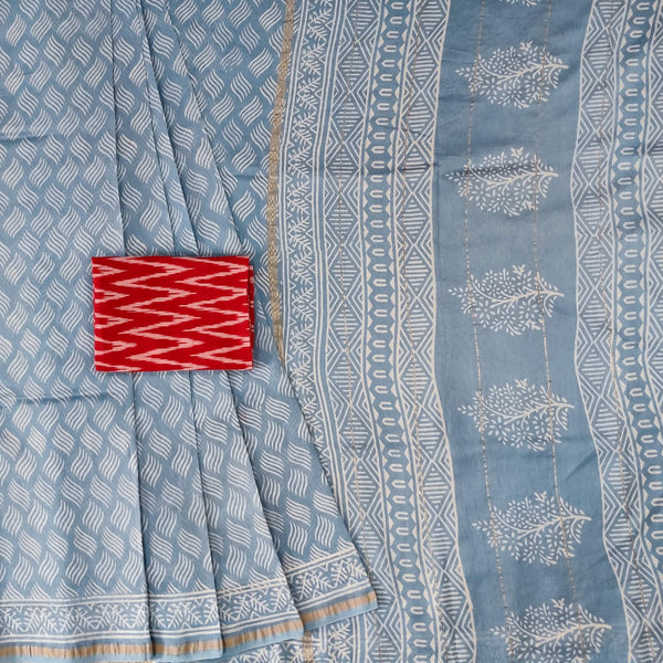 Sanskruti Twilight Mist Chanderi Saree