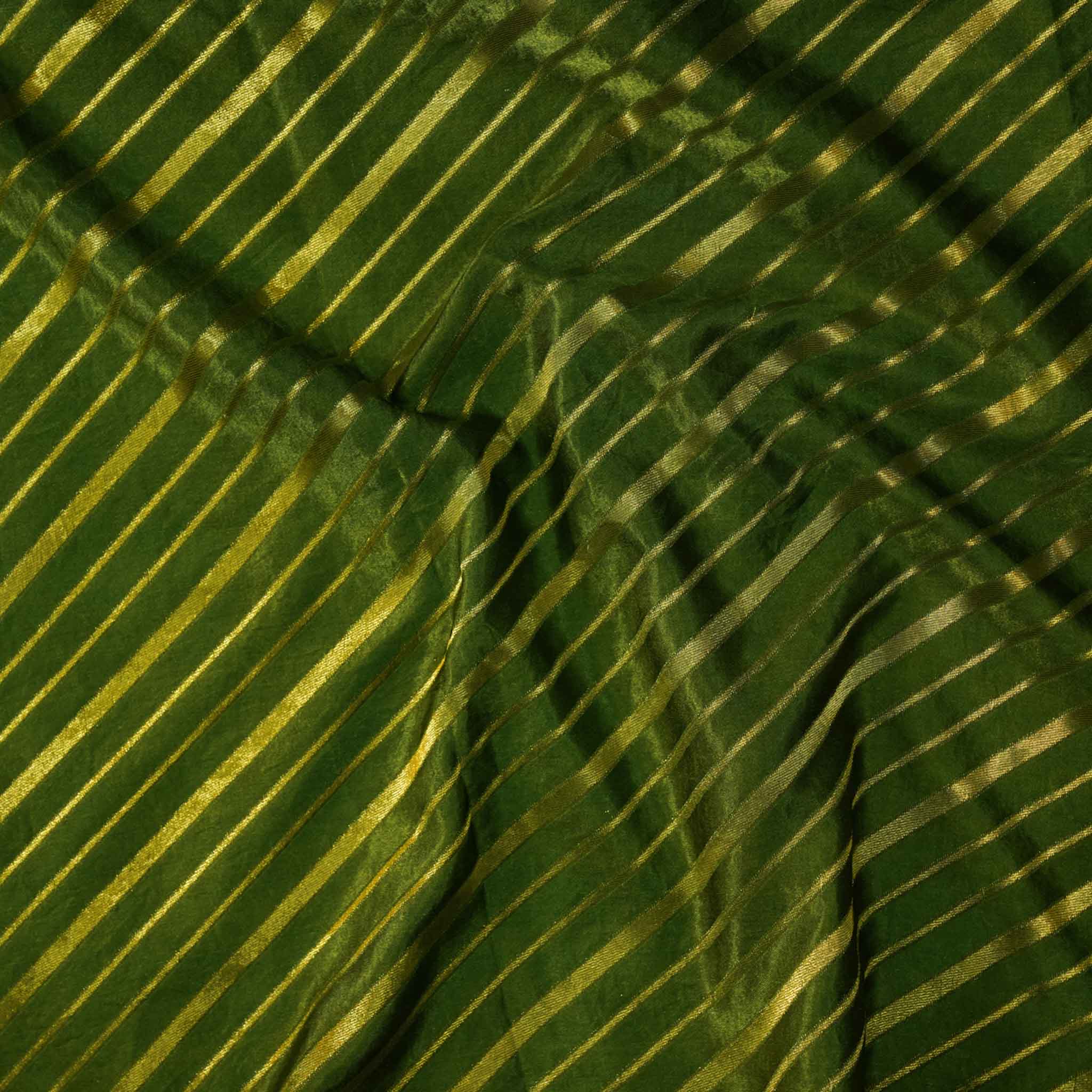 Satin Brocade Mehendi Green With Gold Slant Weaves Woven Fabric – Sanskruti
