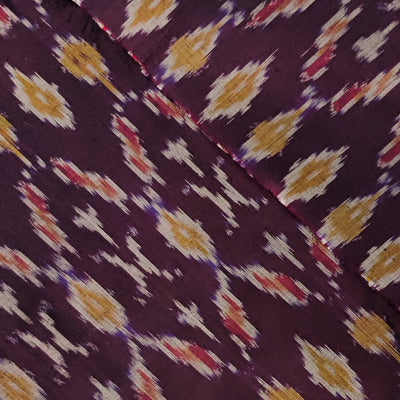 Silk Secco Pochampally Ikkat Dark Purple Intricate Comb Weave Handwoven Fabric