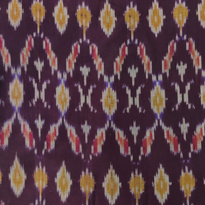 Silk Secco Pochampally Ikkat Dark Purple Intricate Comb Weave Handwoven Fabric