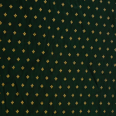 Slub Silk Cotton Dark Green With Tiny Embroidered Butti Fabric