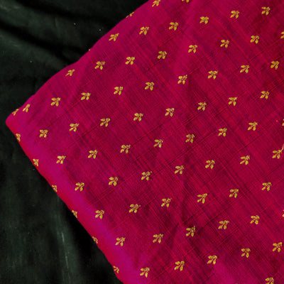 Slub Silk Royal Pink Magenta With Tiny Embroidered Butti Fabric