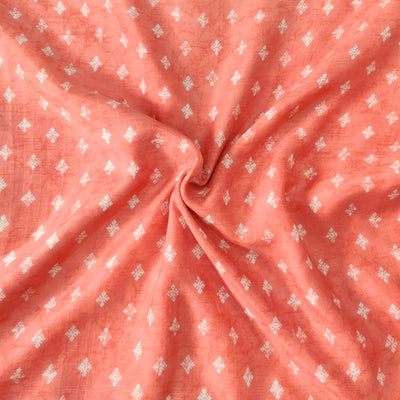 Soft And Flowy Muslin Pastel Peach With Tiny Cream Motif Fabric