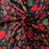 Soft Cotton Silk Black With Multi Colour Floral Jaal Screen Print Fabric