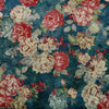 Surat Cotton Light Teal Blue With Vintage Roses Abstract Digital Print
