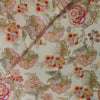 Surat Cotton Linen Textured Cream With Floral Digitally Printed Fabric