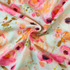 Surat Cotton Pastel Blue With Shades Of Rose Digital Print Fabric
