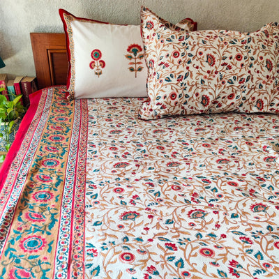 Sweet Mornings Pure Cotton Jaipuri Double Bedsheet