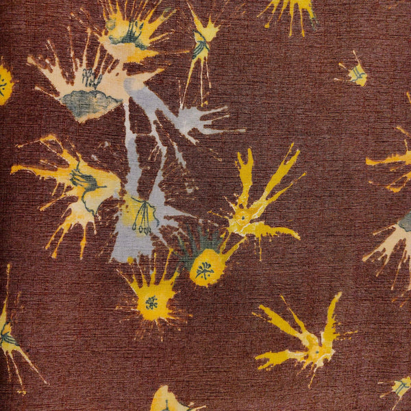 Pre-cut 2.28 meter Textured Rayon With Blue Yellow Color Splash Screen Print Fabric