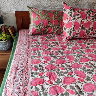 The Lotus Lake Pure Cotton Jaipuri Double Bedsheet