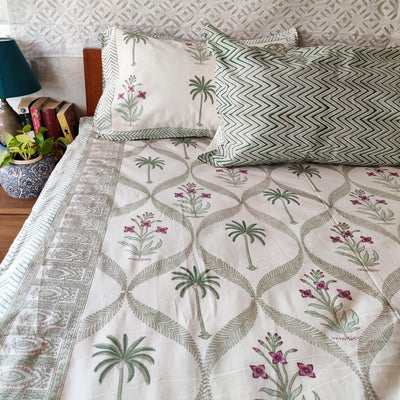Tropical Paradise Pure Cotton Jaipuri Double Bedsheet