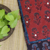 Urvi - Pure Cotton Black Ajrak With Rust Ajrak Simple Rust Embroidered Yoke With Embellished Mirror Work Pre Designed Kurta Fabric