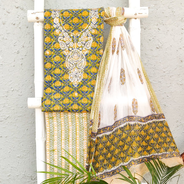 VRITI - Pure Cotton Jaipuri Pitan Work Set