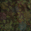 Viscose Linen Brown With Green Rose Jaal Kaatha Screen Print Fabric