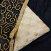 White Banarasi Brocade Top Fabric With Black Zari Work Dupatta Combo