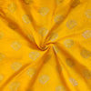 Yellow Silk Brocade With Gold Shells Motif Hand Woven Fabric