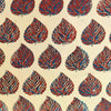 Precut 1. 40 Meter Pure Cotton Ajrak Cream With Rust Blue Intricate Leaf Motif Hand Block Print Fabric